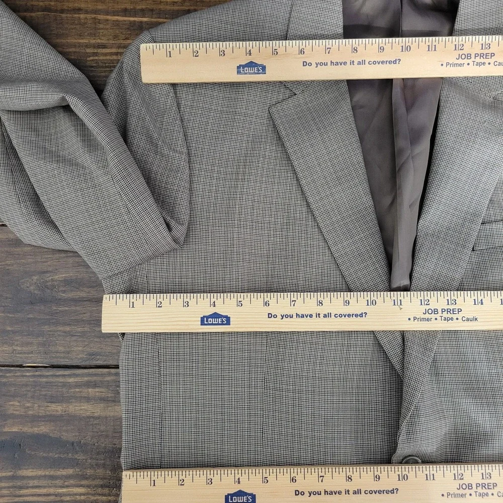 JOS A BANK Men's Sport Coat Blazer Two Button‎ Brown Houndstooth Wool Size 43L